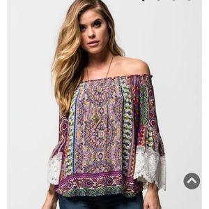 Boho hippie shirt off shoulder free people